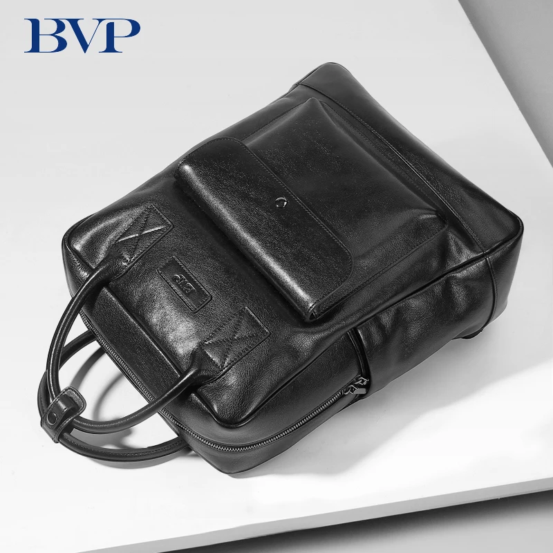 BVP деловой рюкзак мужской из натуральной кожи сумка высокого качества Черная мужская мода 1" ноутбук рюкзак мужская дорожная сумка J45