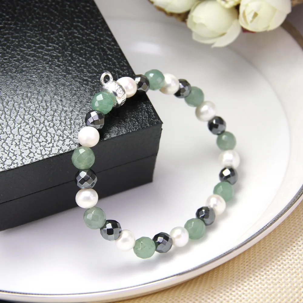 HEMISTON Thomas Green Chalcedony Браслет из жемчуга и бисера стерлингового серебра 925 пробы с