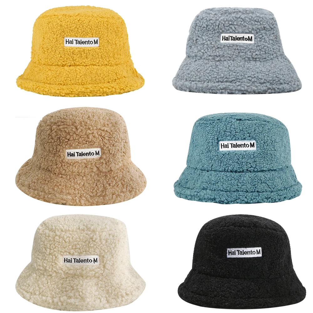 

Women Fuzzy Faux Fur Bucket Hat Vintage Outdoor Solid Color Plush Fisherman Caps Fashion Winter Fall Soft Warm Velvet Lamb Hat