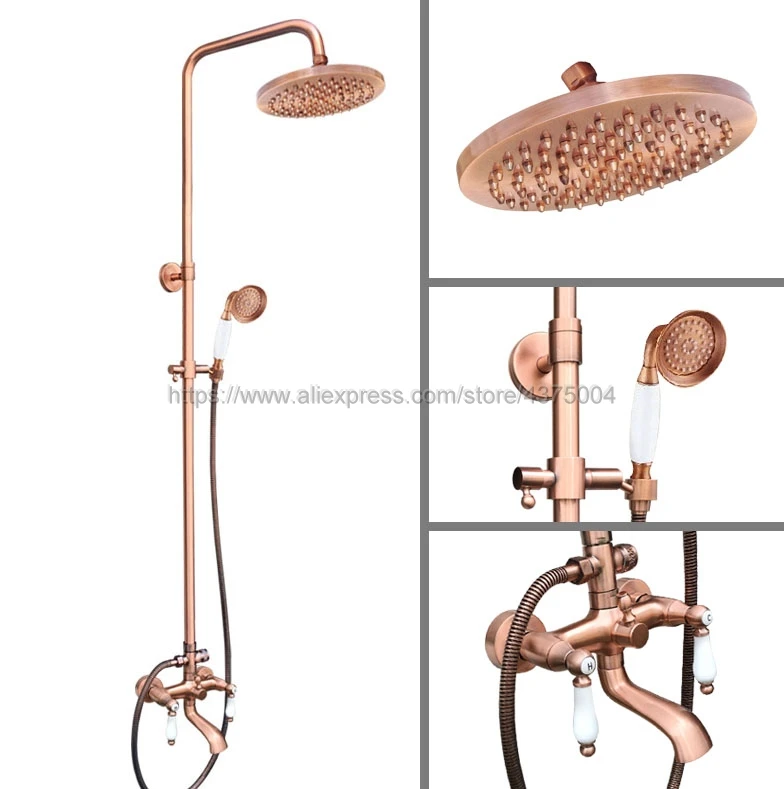 Античная Красная Медь Настенный 8 &quotдождь смеситель для душа набор вращающийся