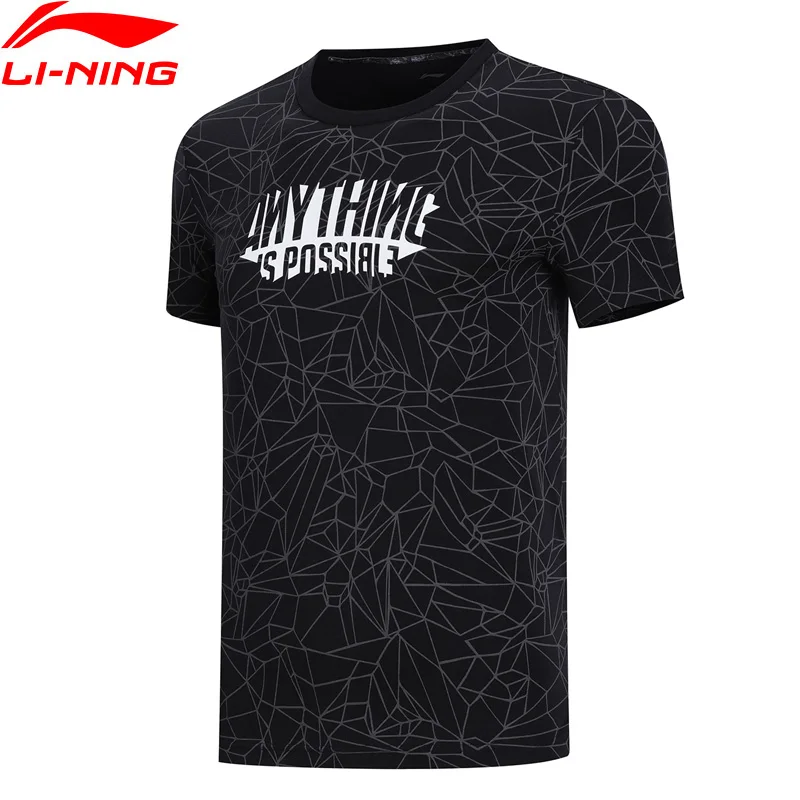 Мужская дышащая футболка Li Ning Спортивная из 100% хлопка с подкладкой Стандартный