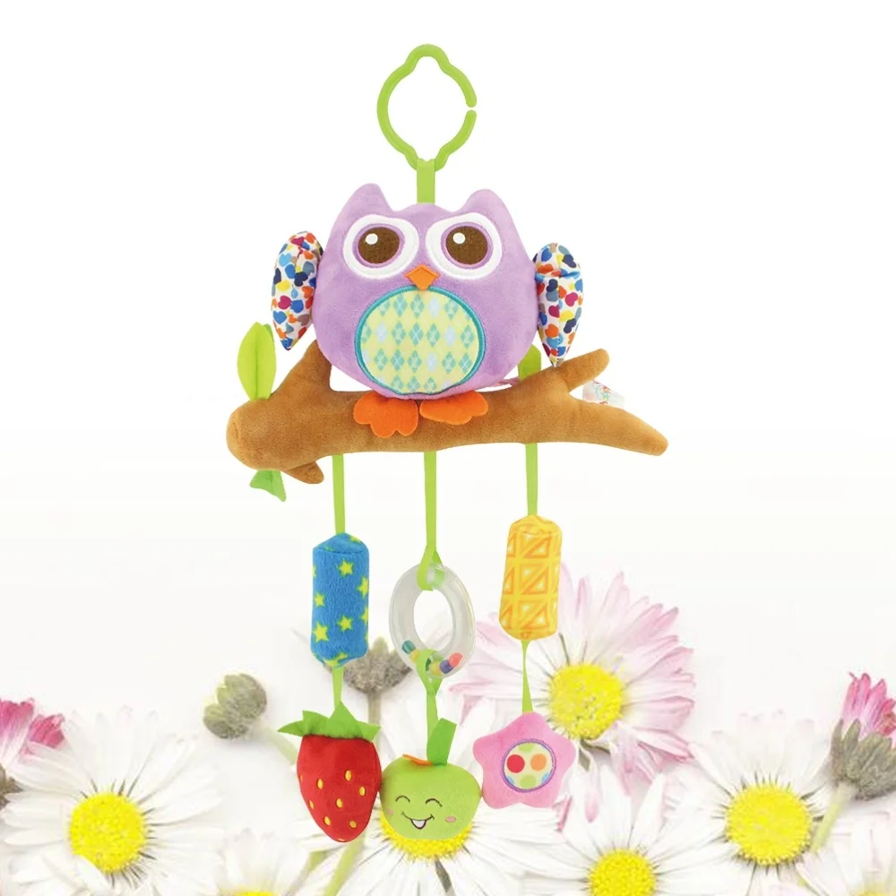 

Kid Baby Crib Pram Hanging Bell Puppet Toys Rattles Stroller Car Seat with Ringing Bell (Purple Owl)
