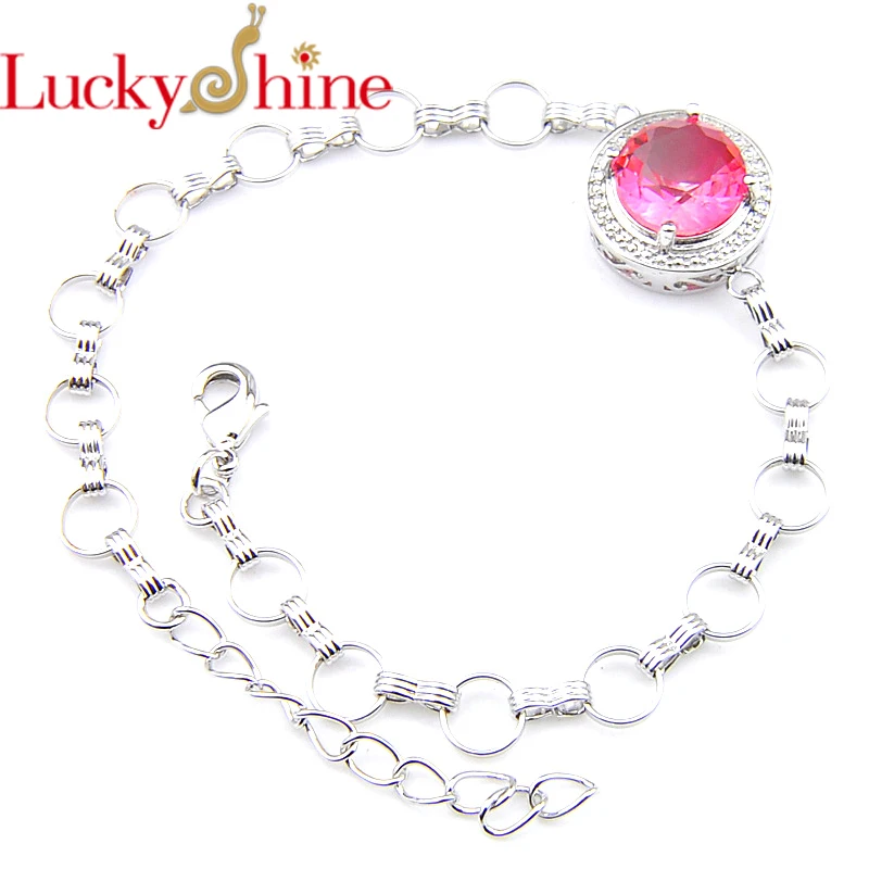 

Luckyshine 925 Silver Vintage For Women Round Bi colored Tourmaline Gems Bracelets Birthday, Christmas Gift Bracelet 8inch New