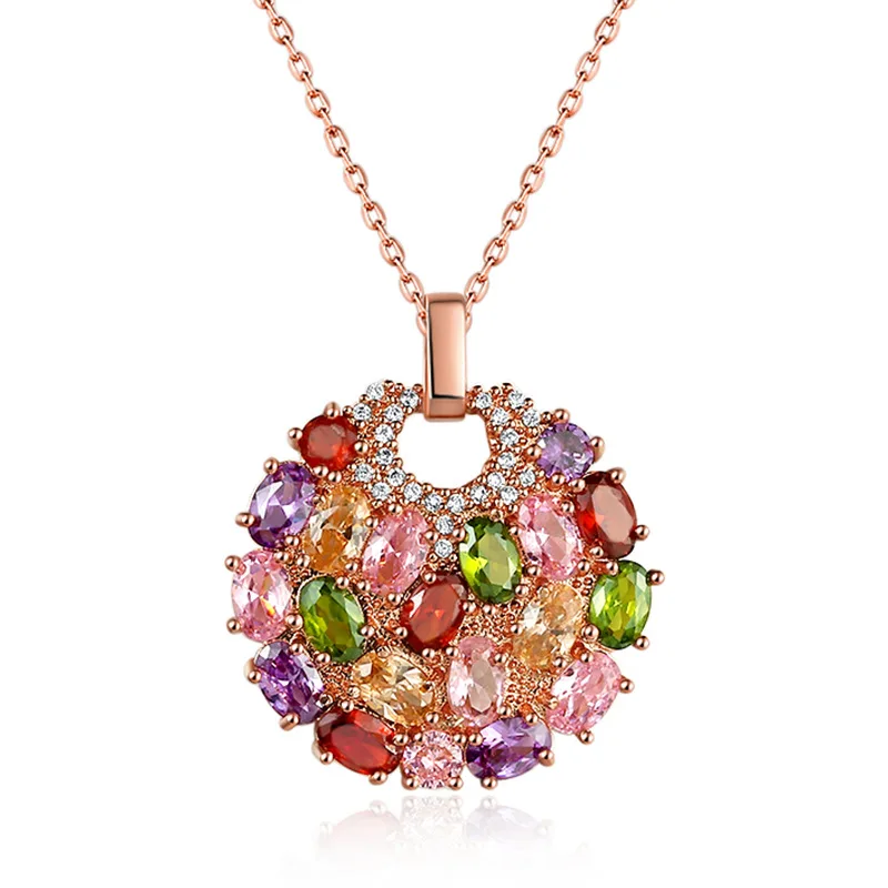 

Beautiful Lady Necklace European and American Style Jewelry Colorful Zircon