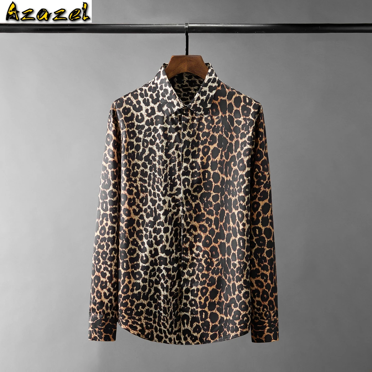 

Azazel Leopard Printed Mens Shirts High Quality Long Sleeve Allover Casual Mens Dress Shirts Slim Fit Party Male Shirt 3XL