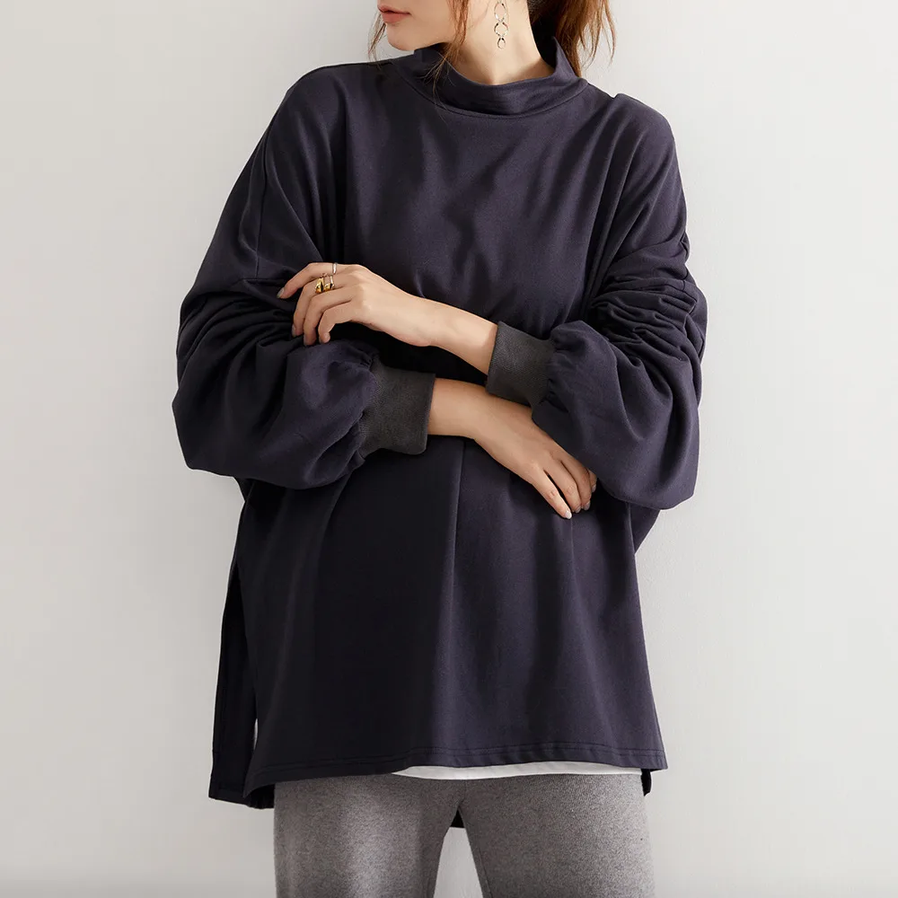 Женский однотонный Свободный свитшот с длинным рукавом в Корейском стиле |