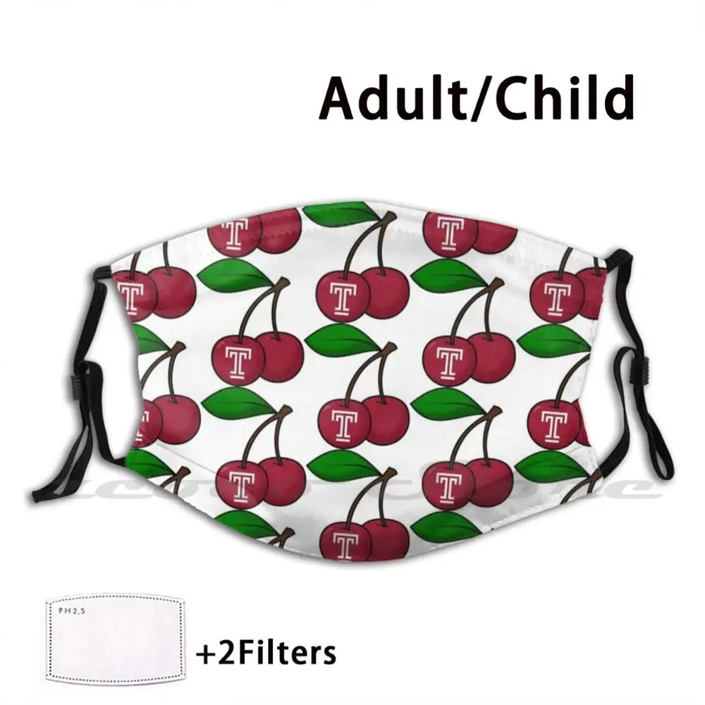 

Temple University T Cherries Washable Trending Customized Pm2.5 Filter Mask Temple Temple University Temple T Temple T Cherries