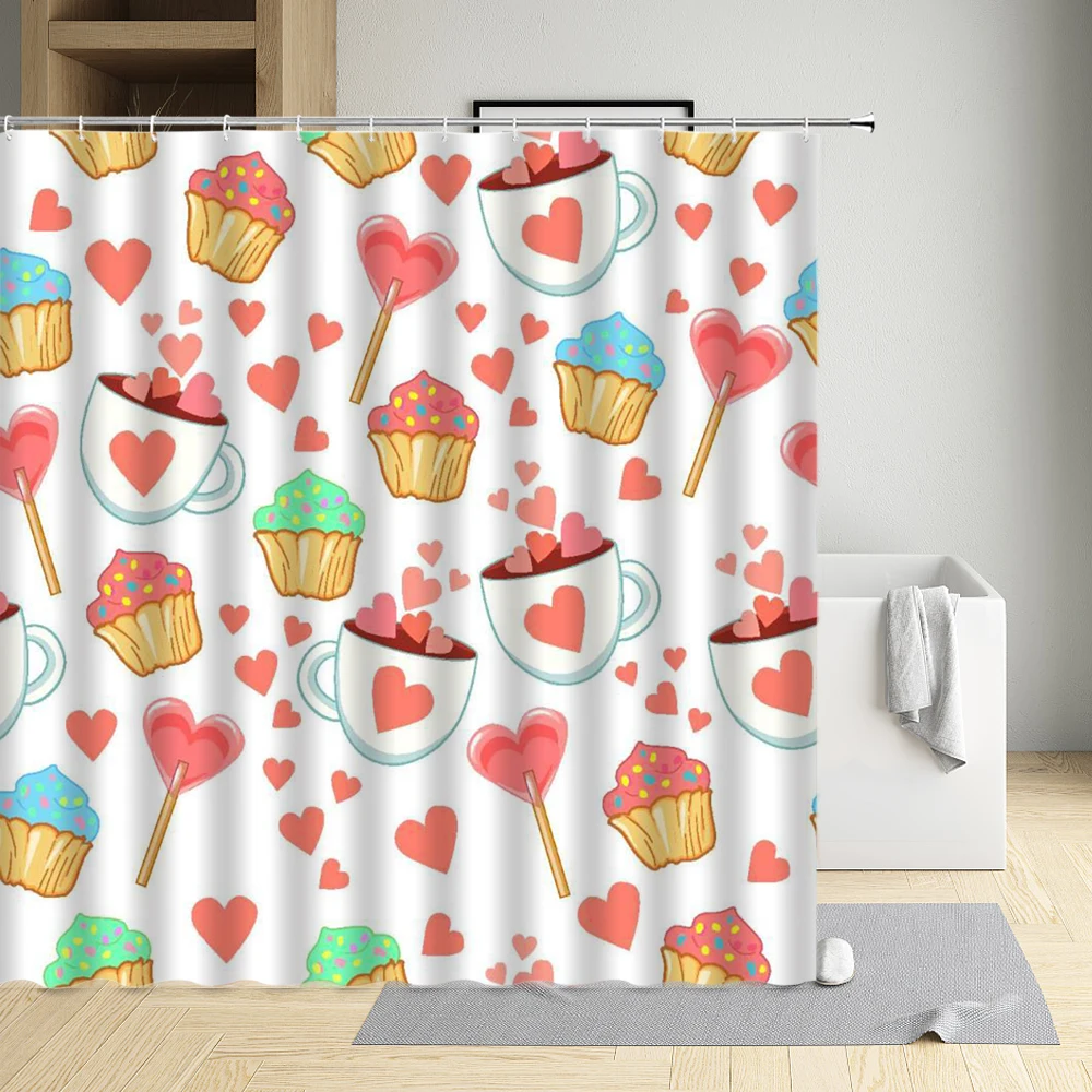 

Dessert Donuts Shower Curtain Ice Cream Rainbow Lipstick High Heels Coffee Paper Airplane Strawberry Candy Cherry Unicorn Rose