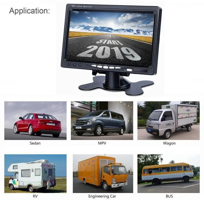 XYCING Универсальный 7 ''800*480 цветной TFT ЖК-экран монитор, автомобильный монитор заднего вида комплект 2 видеовхода для автомобильных мониторов заднего вида