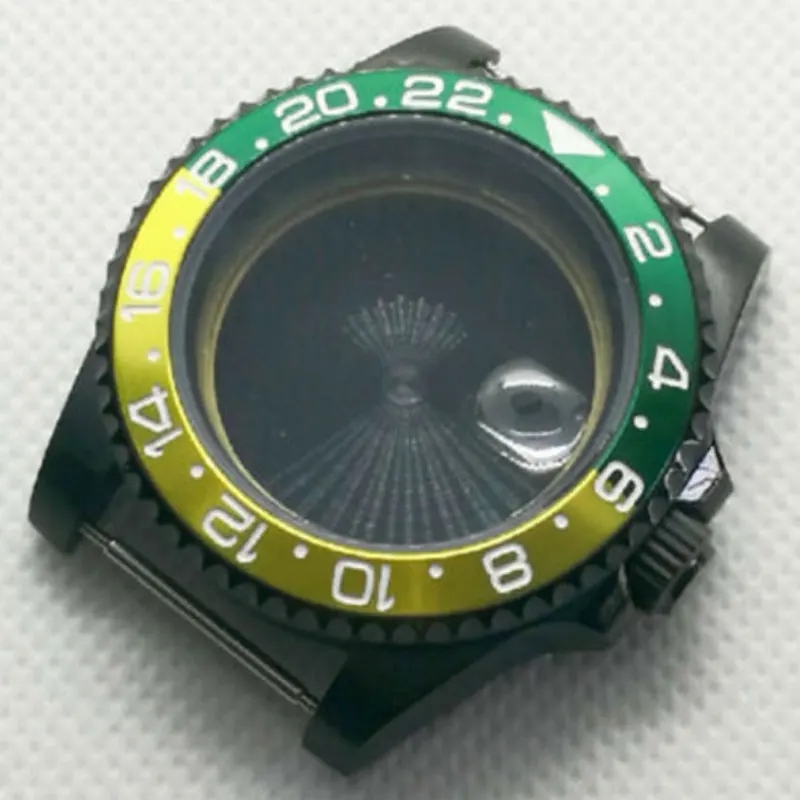 40mm PVD Coated Watch Case Sapphire Glass Insert Bezel Fit NH35A MIYOTA 8215 MOVEMENT