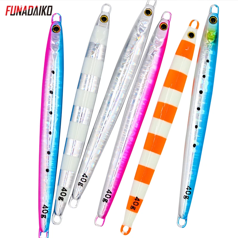 

FUNADAIKO Seafishing speed/slow jig lures shore casting jigging boat fishing luminous glow jig 40g/60g matel Bionic bait