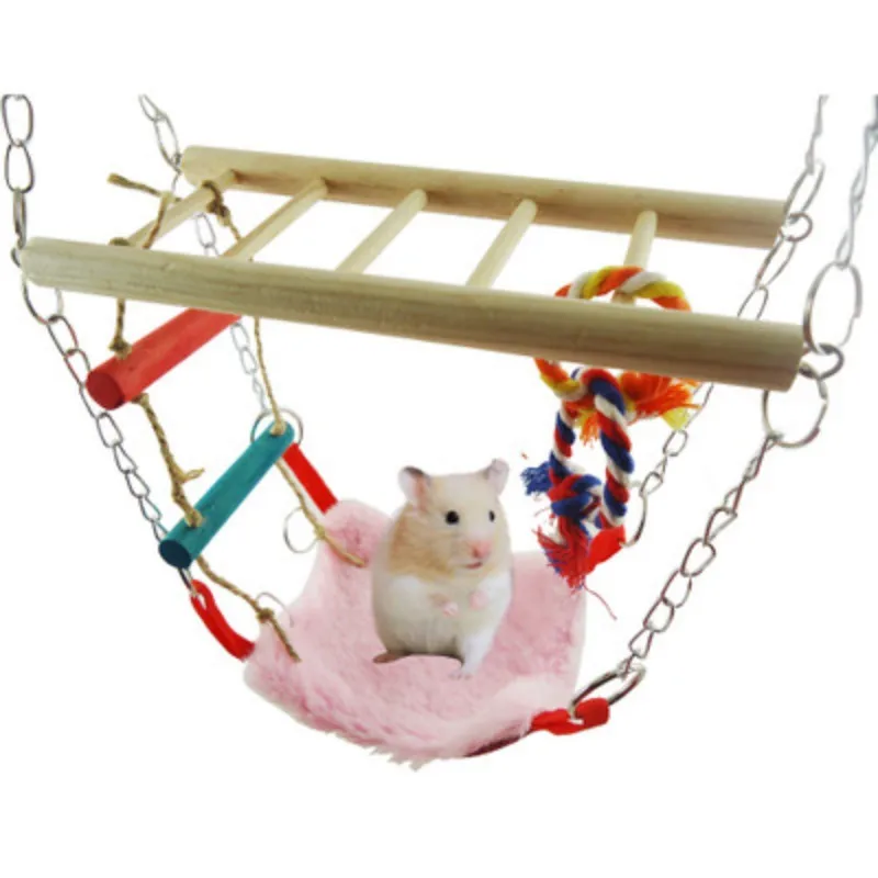 

Hamster Suspension Bridge Ladder Toy Parrot Squirrel Hanging Swing Bed Bird Hammock Small Pet Toy Random Color hot