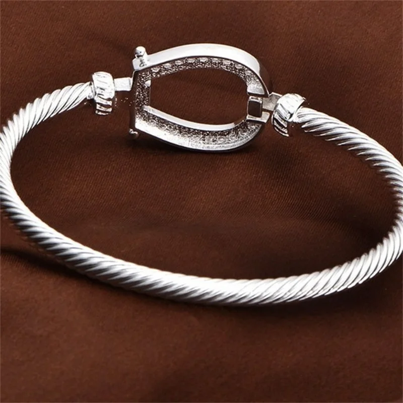 Модный подковообразный браслет из стерлингового серебра S925 пробы Спиральный