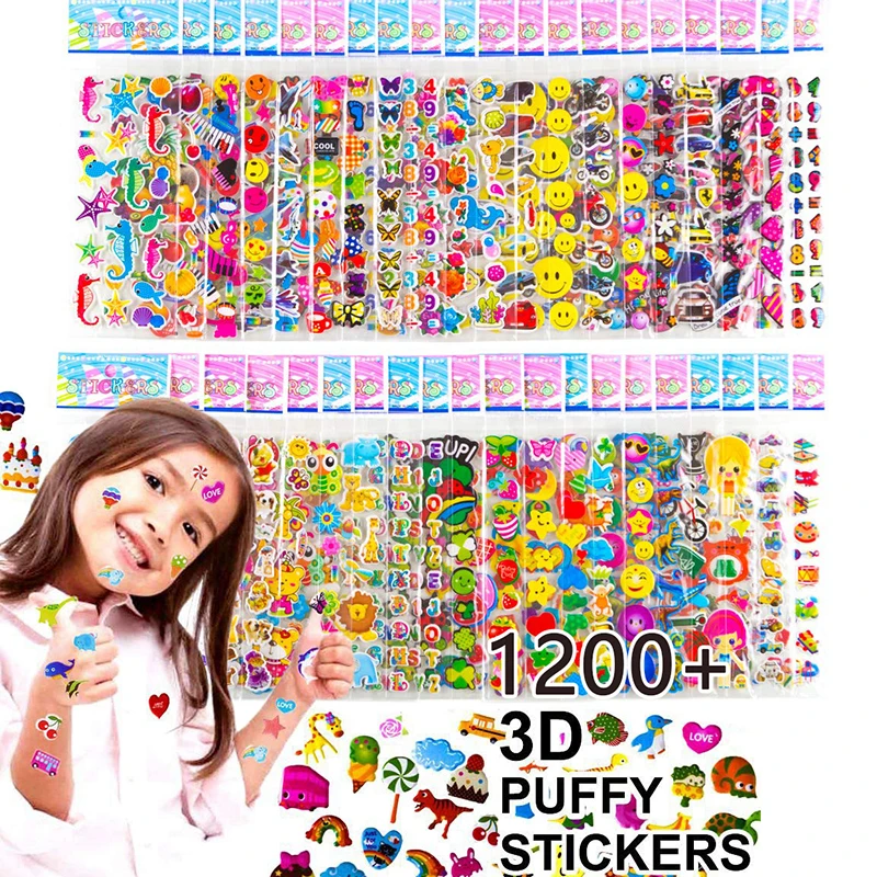 

Kids Stickers 40 20 Different Sheets 3D Puffy Bulk Stickers for Girl Boy Birthday Gift Scrapbooking Teachers Animals Cartoon
