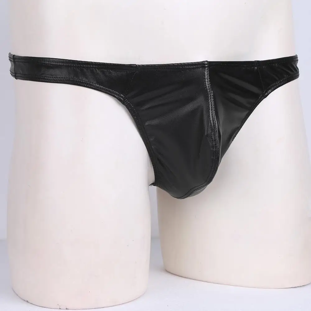 Мужское нижнее белье мужское для секса кожаные трусы бикини с мешочком стринги