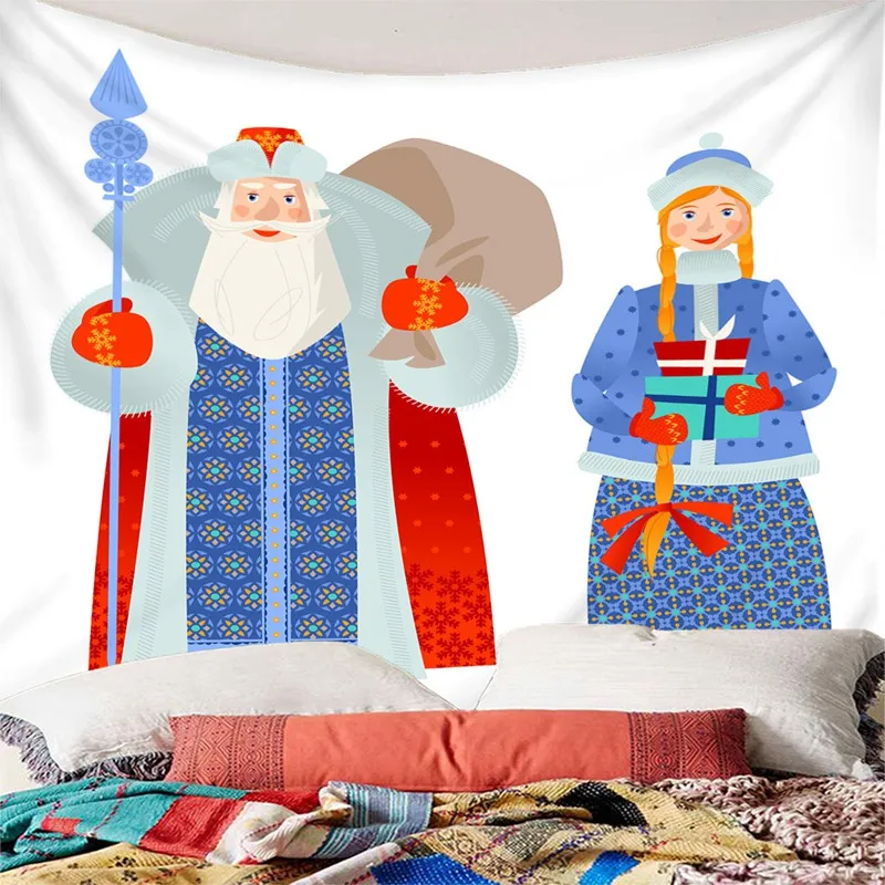 Santa Claus Tapestry Beautiful Snow Maiden Wall Hanging Tapestry High Quality 3D Coverlet Waterproof Tapestry Christmas Decor