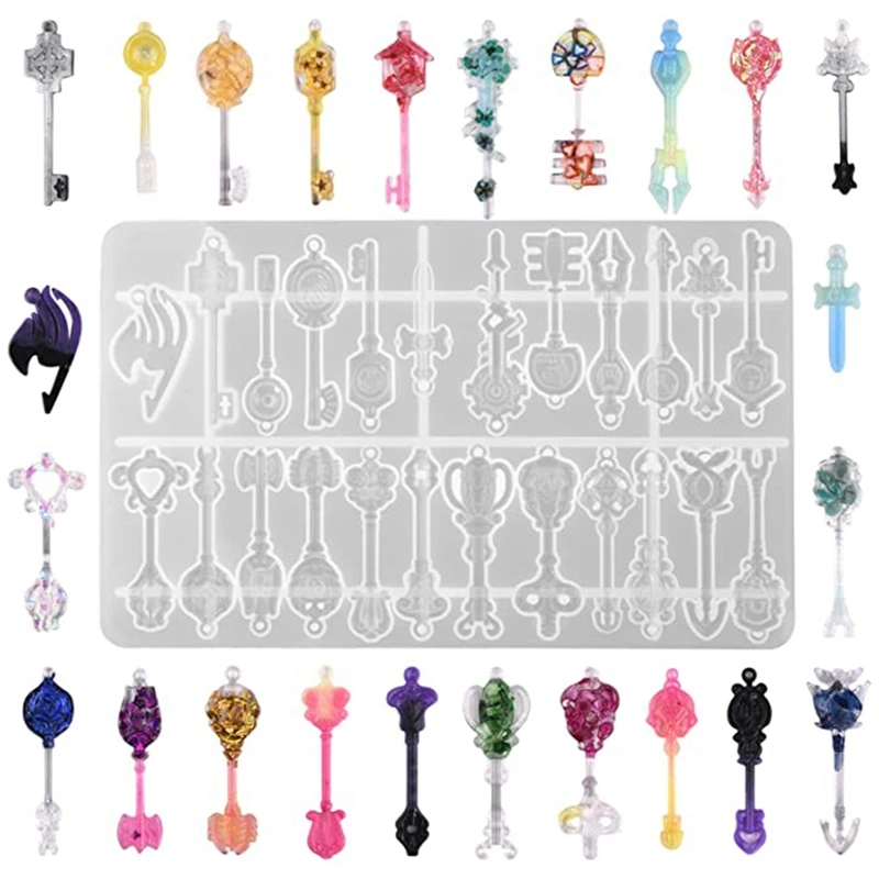 

24 In 1 Magic Keys Silicone Mold For Resin Casting DIY Epoxy Pendant