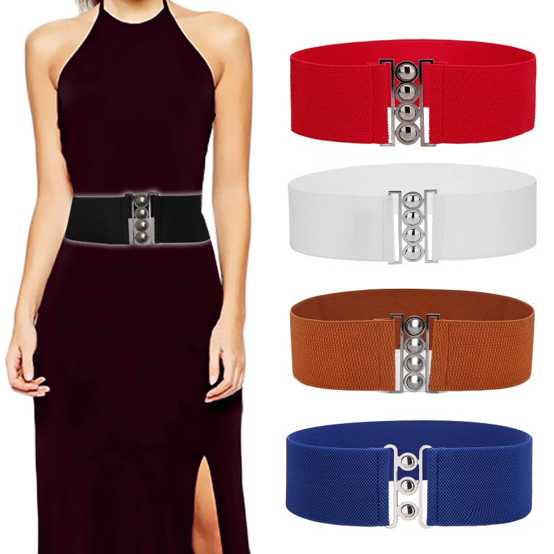 

Wide waist belts for women Elastic wristband solid color waist belt for Dress Decorative Women Belt Black Elegant corset belt