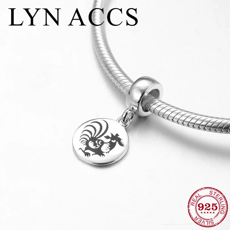 100% Серебро 925 китайский 12 Зодиак курица шаблон кулон Шарм шарик для изготовления