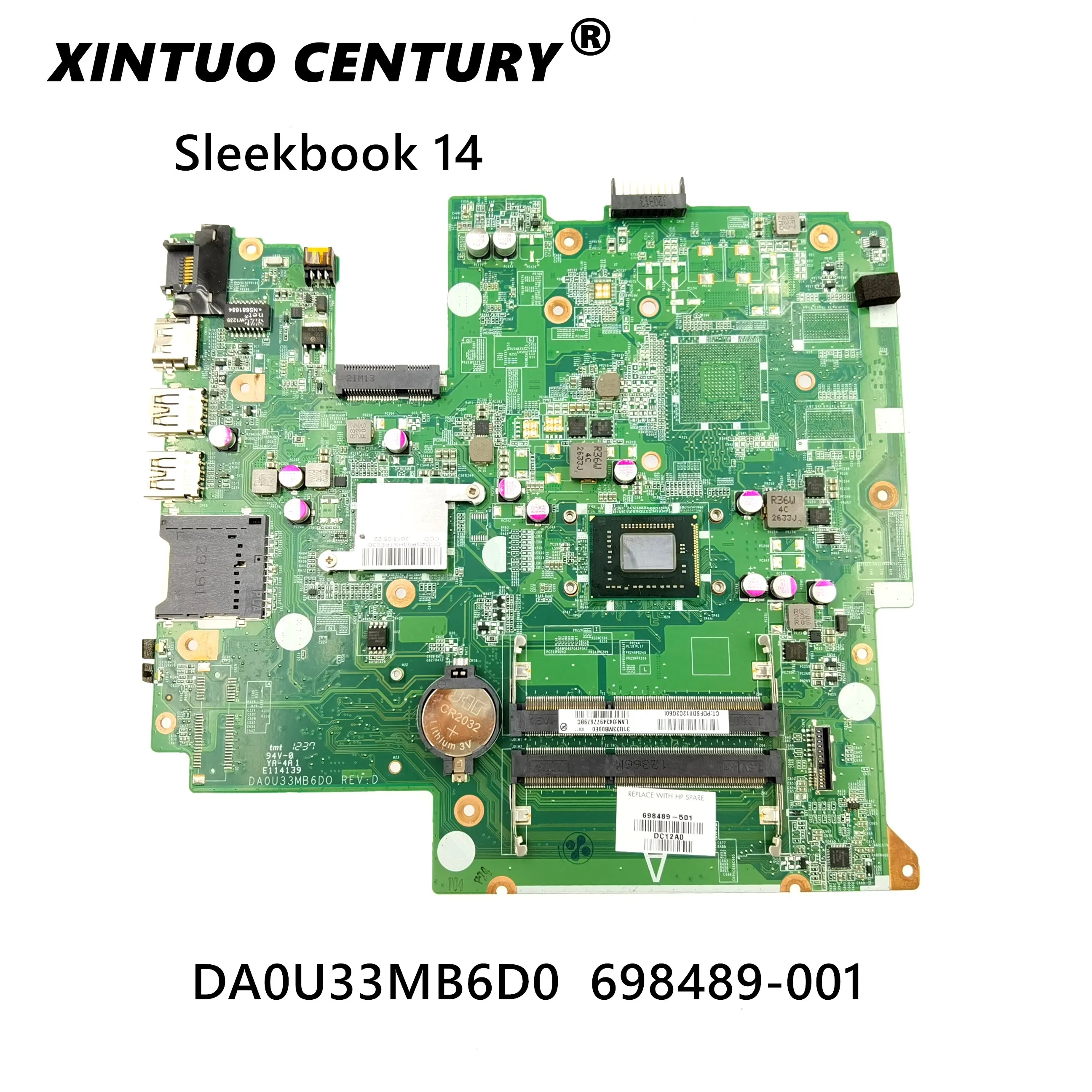 

For HP Sleekbook 14 laptop motherboard 698489-501 698489-001 DA0U33MB6D0 100% full tested OK Free Shipping