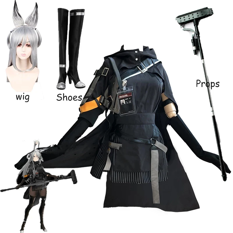 

Savage Cosplay Costume Anime Arknights RHODES ISLAND Combat Gear Dresses Uniform Halloween Outfit For Women Wig shoes Cos Boots