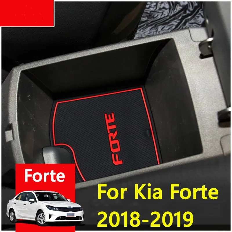 

3D Rubber Mat Lnterior Anti Slip Mat Door Slot Pad Cup Cushion Groove Mat For Kia Forte 2018-2019 Car Accessories