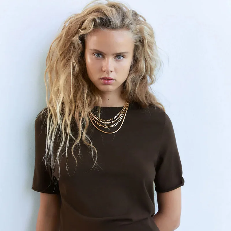 Цепочка ZA Женская многослойная в готическом стиле модное ювелирное изделие из