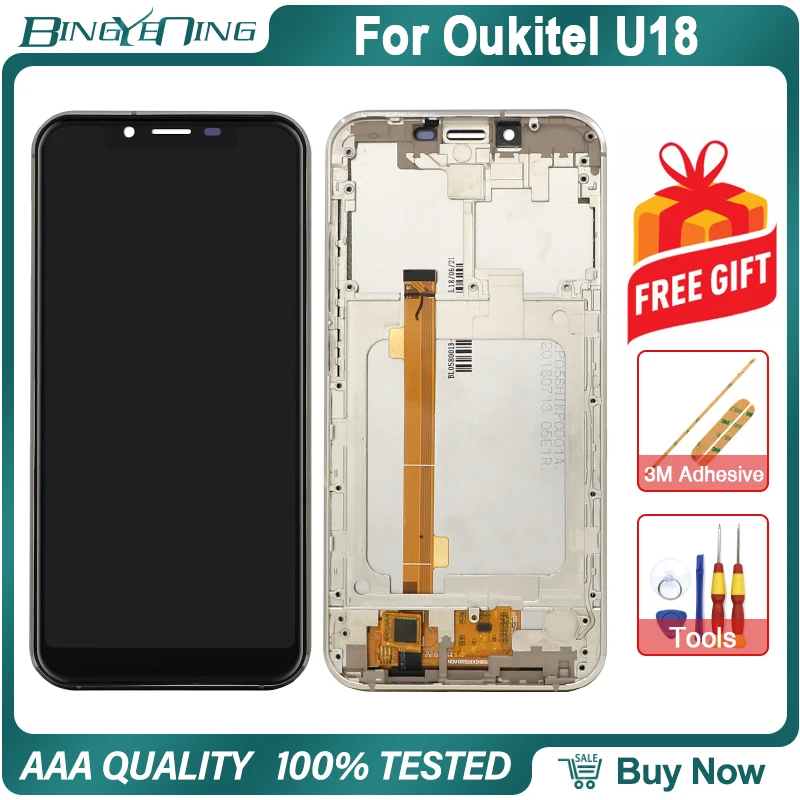 BingYeNing для Oukitel U18 ЖК дисплей и сенсорный экран дигитайзер с рамкой дисплея