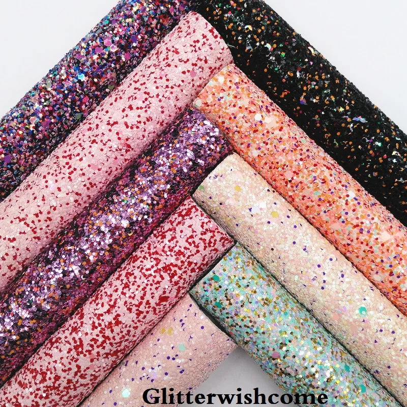 Синтетическая кожа Glitterwishcome 21 х29 см Размер A4 крупная блестящая винил для бантов