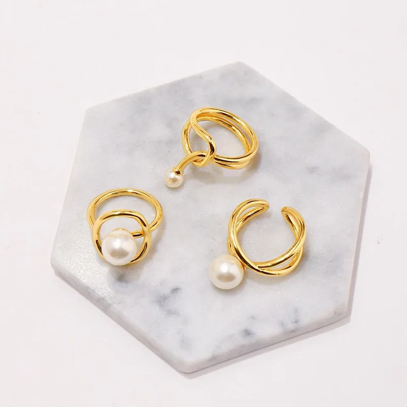 

Fashion Ring Women's Best Selling Copper Plated Accessories Fashion Natural Fresh Water Small Pearl Hollow Gold Ring