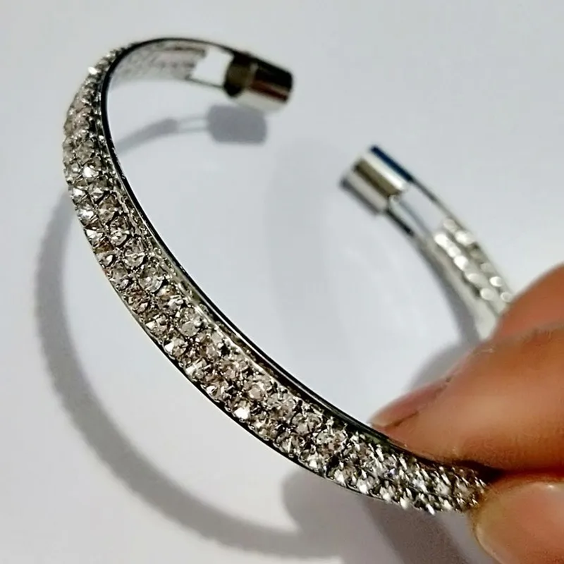 

New fashion high quality popular Rhinestone 2 row open bracelet for women bracelet accessories