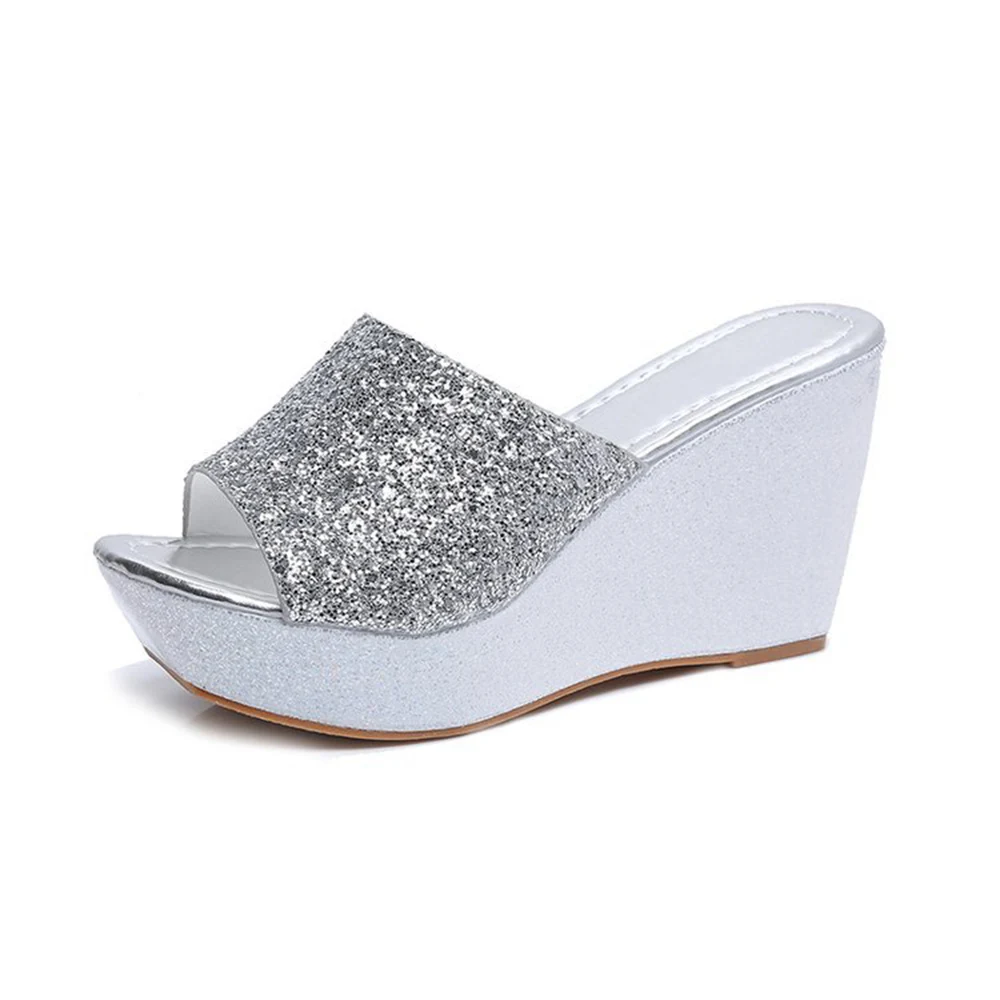 женские туфли женская обувь 2019 г. Новые шлепанцы летняя пляжная на танкетке сандалии Мягкие Соломенные