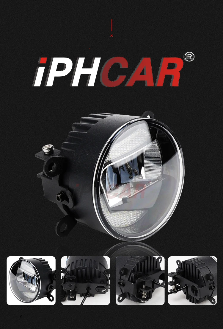 IPHCAR Универсальный водонепроницаемый супер яркий 2 в 1 Светодиодный дневной ходовой светильник+ светодиодный противотуманный фонарь 3,0 ''проектор противотуманный светильник