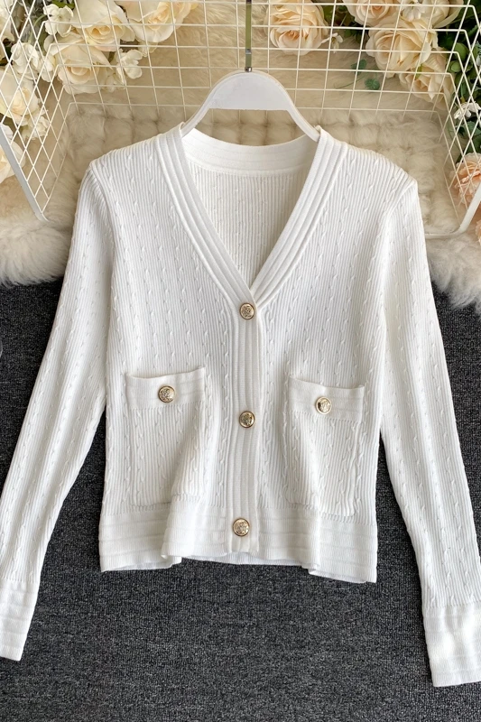 

Fall clothes for women 2020 vintage casual v-neck long sleeve knitted sweater cardigans women