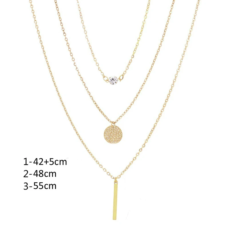 

Bohemian Gold Geometric Tassel CZ Pendant Necklace Women's Multi Layer Pendant Clavicle Chain Ladies Party Jewelry Girl Gifts