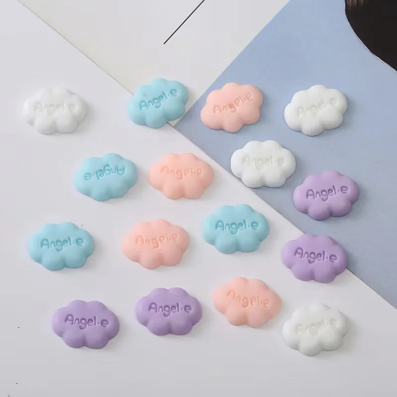 

10pcs Cute White Cloud Angele Resin Material Kit 3D Flat Cabochons Embellishment Diy Hairpin Accessories Scrapbook Craft