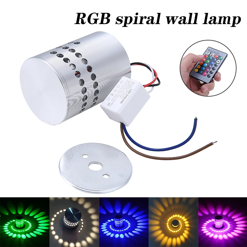 

3W RGB LED Spiral Wall Ceiling Light KTV Hotel Walkway Porch Lamp 85-265V Wall Lamp Spiral Effect Lights For home interior