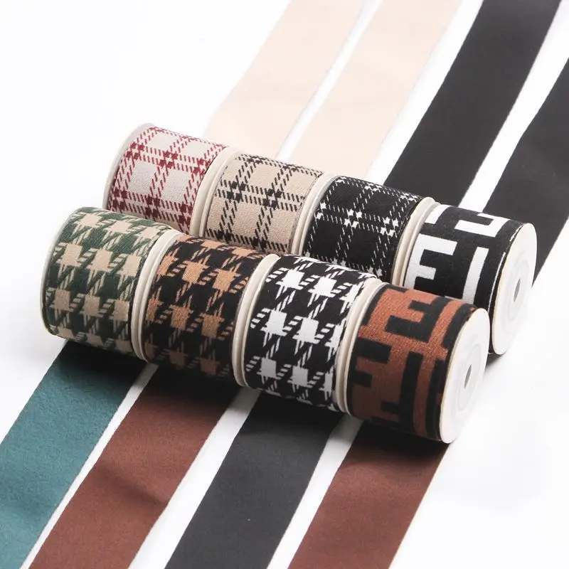 

10 Yards 1" 25MM/1.5'' 38MM Cotton Linen Lattice Printed Ribbons For Hair Bows DIY Crafts Handmade Accessories M2021101101