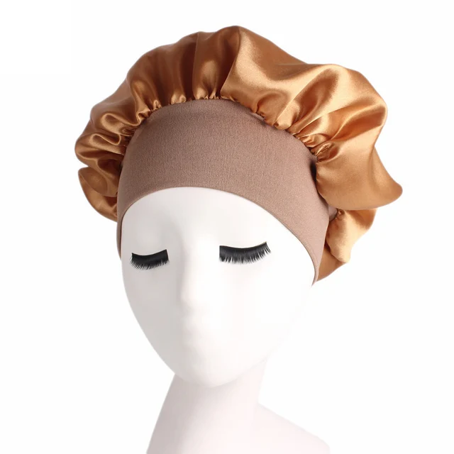 Women's Satin Solid Wide-brimmed Sleeping Hat Night Sleep Cap Hair Care Bonnet Nightcap For Women Men Unisex Apparel Accessories 1