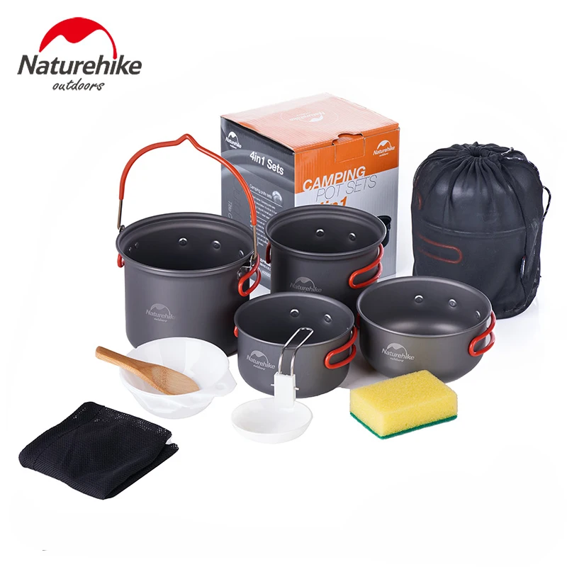 Naturehike походная кухонная посуда для 3 человек походный горшок семейный ужин складные горшки наборы легкий горшок для пикника кастрюли из алюминиевого сплава - Цвет: NH18T018-G