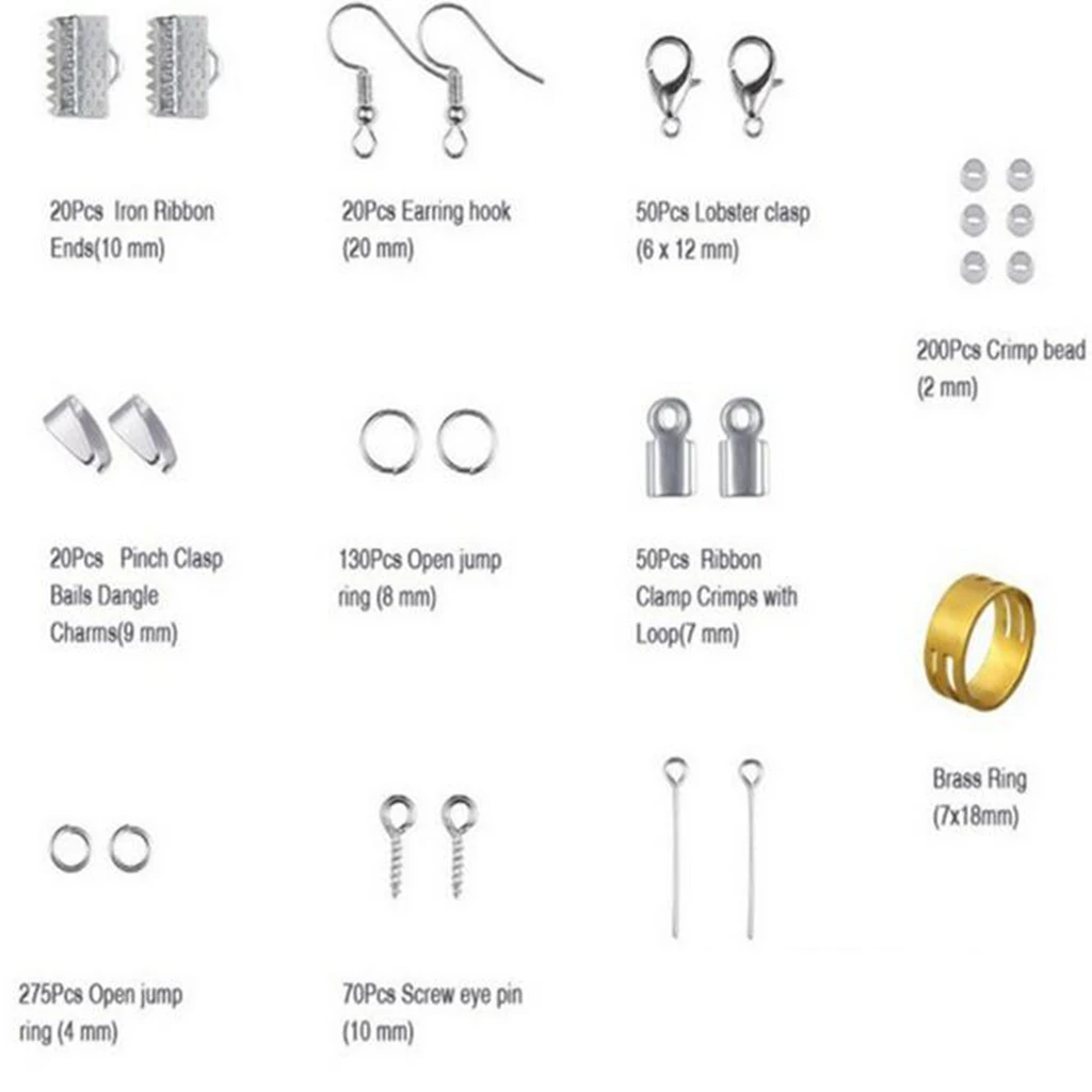 

10 Grids Plastic Box Mix Jewelry Findings Set Jump Ring Lobster Clasp Buckle