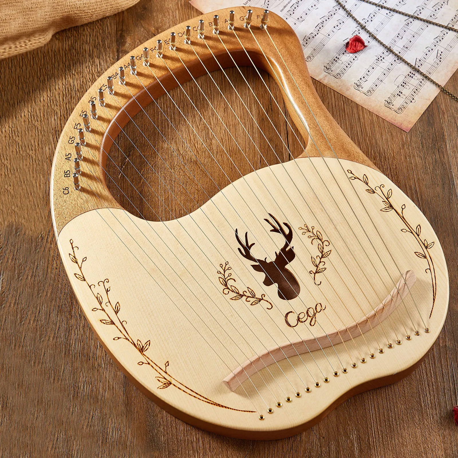 19-String деревянный лира Арфы резонансный ящик струнный инструмент с настройкой