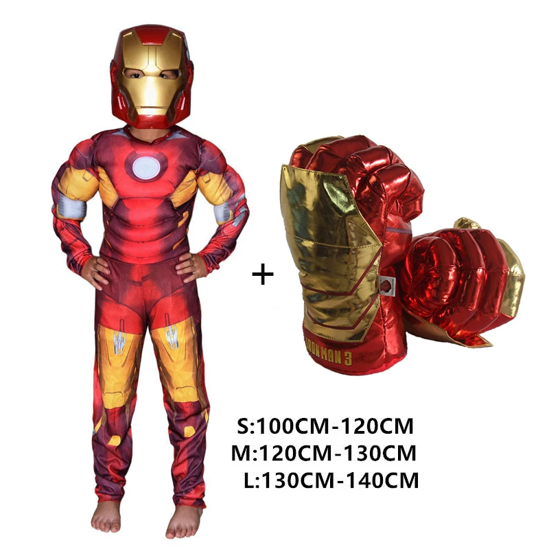 Детский костюм супергероя из мультфильма Железный человек мускул Халк одежда с