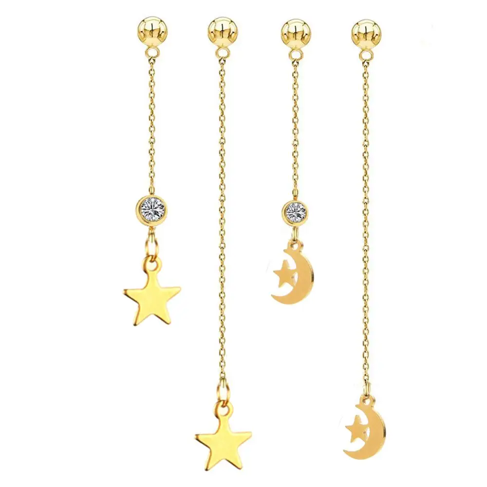 MinaMaMa серьги-капли из нержавеющей стали с цепочкой в виде луны для женщин новые