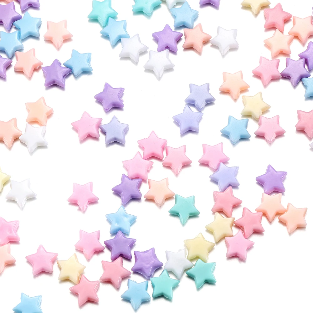 

30-100pcs Multicolor Acrylic Beads Heart Flower Star Shape Spacer Beads For Bracelets Necklace Jewelry Findings Accessories