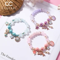 chucari trendy fashion romantic charm bracelet dolphin shell star pendant bling crystal beads fit pan bracelets jewelry women