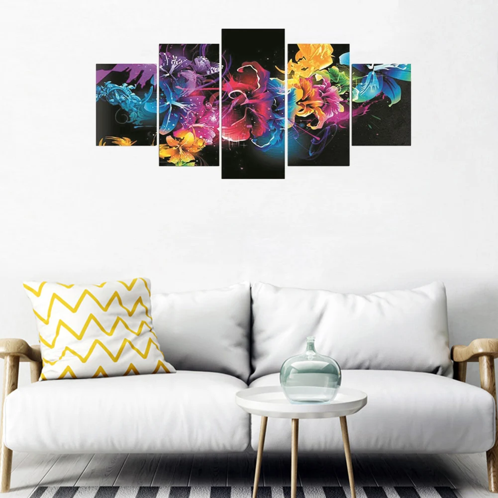 Diy 5 панелей Алмазная мозаика вышивка Пейзаж Цветы Розы алмазная живопись