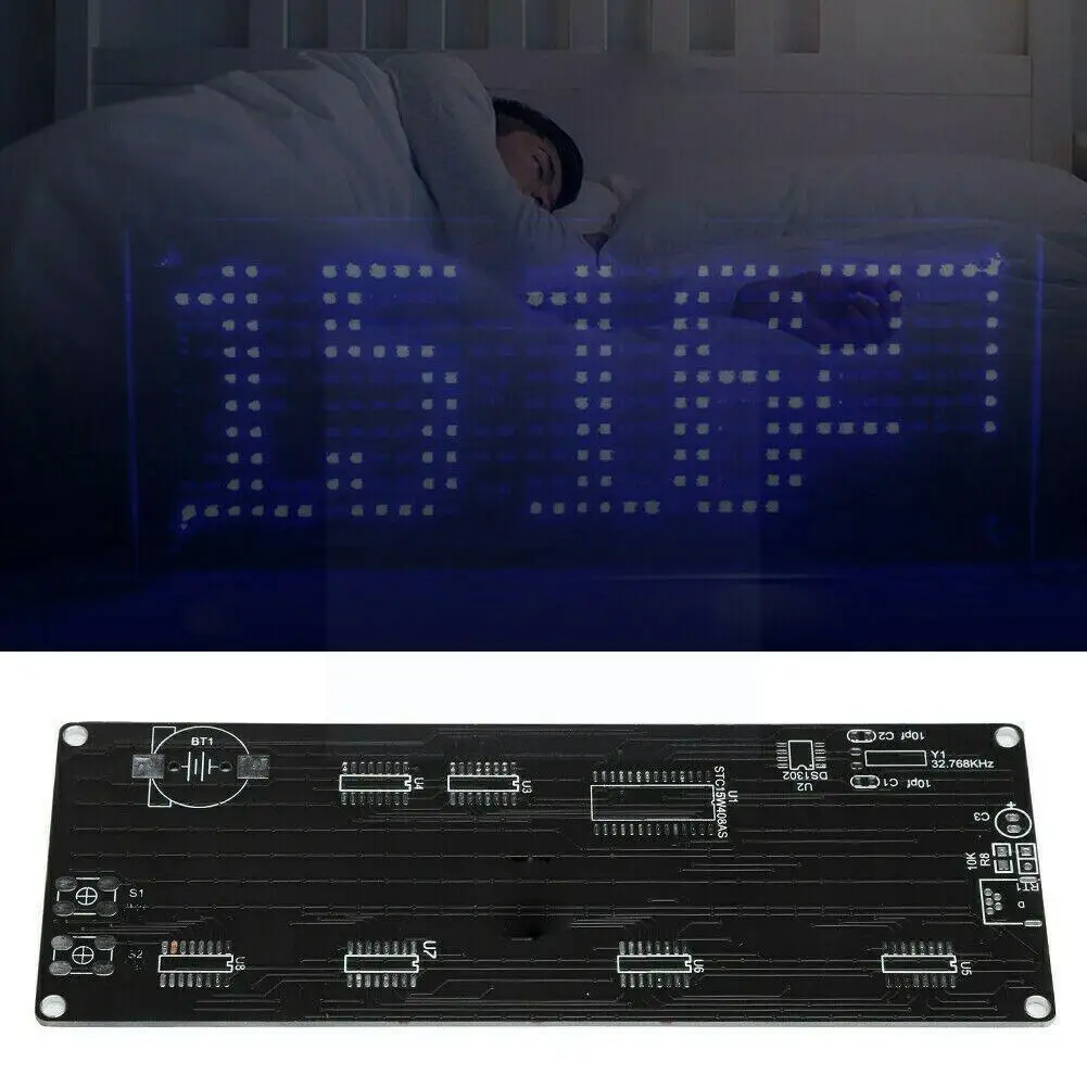

Dc5v Clock Kit Diy Digital Lattice Electronics Set Kit Parts Stylish Production Dot Durable Accessory Clock D4f2
