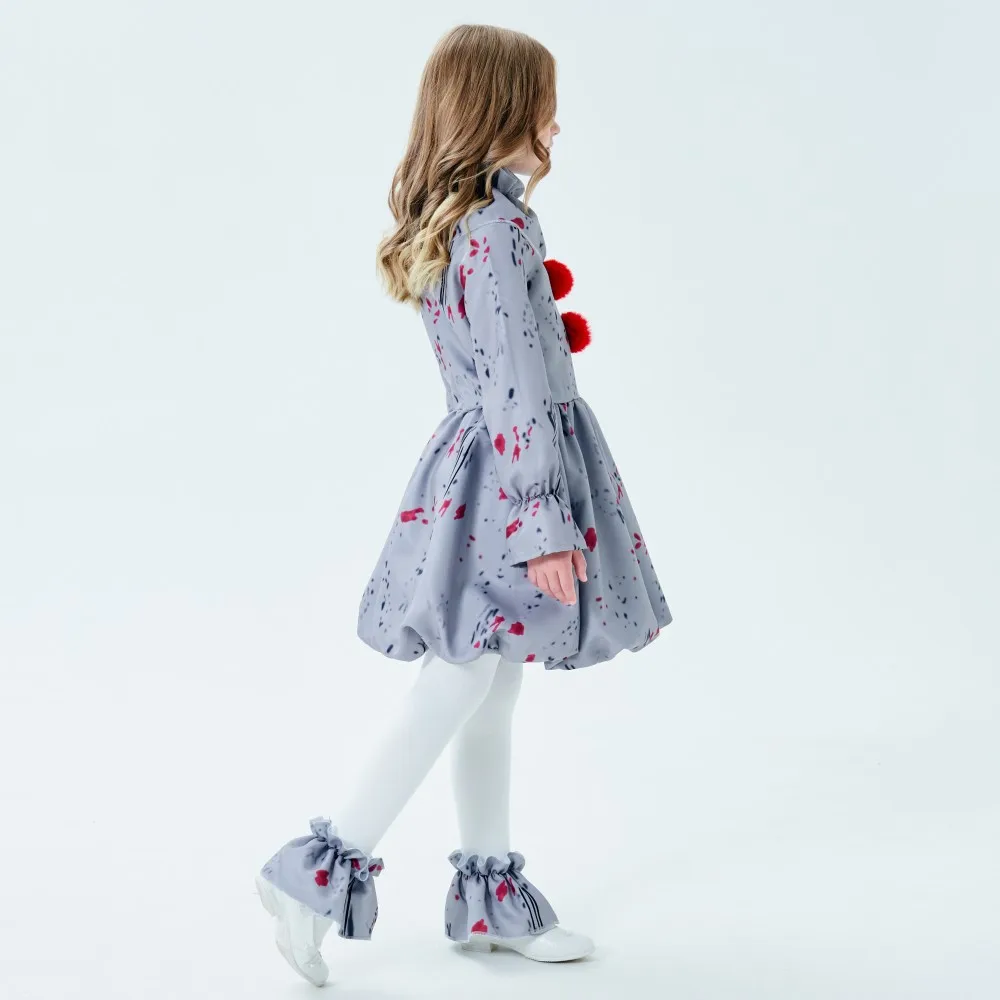 Костюмы для косплея на Хэллоуин девочек Клоуна серые платья ожерелье накидка