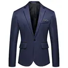 Мужской блейзер с длинным рукавом, на одной пуговице